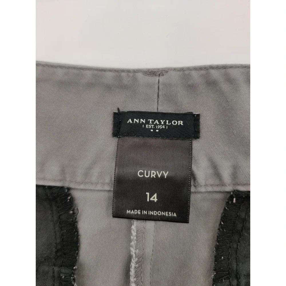 Ann Taylor Curvy Gray Cuffed Bermuda Shorts Womens Size 14 Mid Rise Solid Cotton